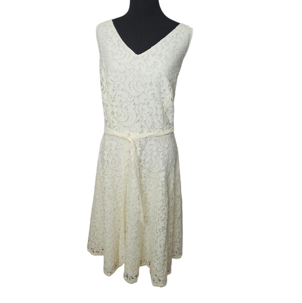 Women Sharagano Off White Lace Dress  Size 16W Plus‎